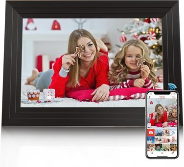 Цифровий фоторамка Aorpdd 10.1 дюйма з Wi-Fi, HD IPS-сенсорний екран, 32 ГБ пам'яті, автоматичне обертання, Frameo App для обміну фото та відео, чорний