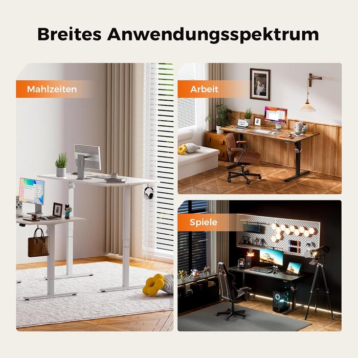 Регульований стіл Agilestic 160 x 80 см, електричний з пам'яттю, ергономічний, для комп'ютера, білий