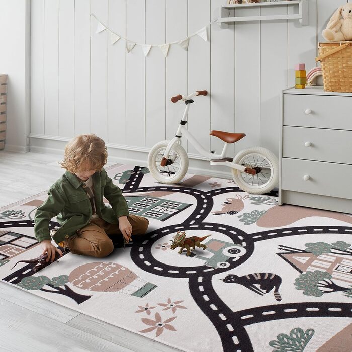 Килим для дитячої кімнати MOYO - Двосторонній килим з 100 переробленої пряжі, ідеально підходить для оформлення дитячої кімнати, високий вміст бавовни, дитячий килимок Вуличний килимок (170 х 120 см)