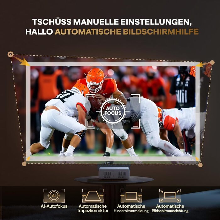 Aurzen Eazze D1 Smart Beamer: 4K проєктор для домашнього кіно з підтримкою 4K, Full HD 1080P, Netflix, Dolby Audio, автофокусом, корекцією трапеції, Wi-Fi, Bluetooth, білий