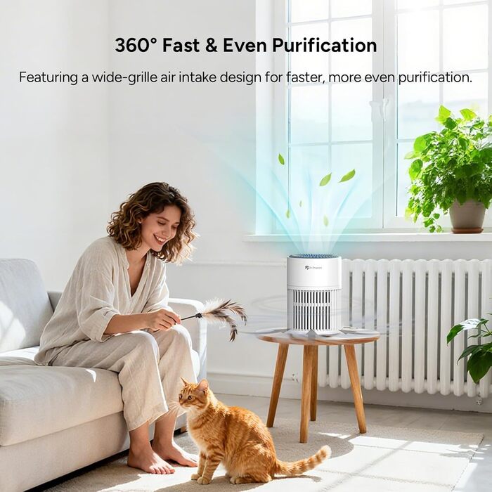 Повітряочисник DR.PREPARE для алергіків: тихий, енергоефективний, HEPA фільтр, видаляє 99,97% пилу та плісняви, миючий попередній фільтр, 15dB, режим сну, для спальні та офісу