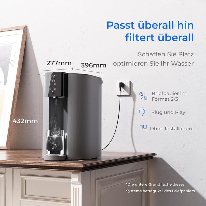 Система зворотного осмосу Waterdrop CoreRO для встановлення на стільницю з миттєвим гарячим водопостачанням, 5 температурних опцій, 6-ступенева фільтрація, 3:1 чиста вода до відпрацювання, зменшує PFAS, без встановлення, WD-C1H