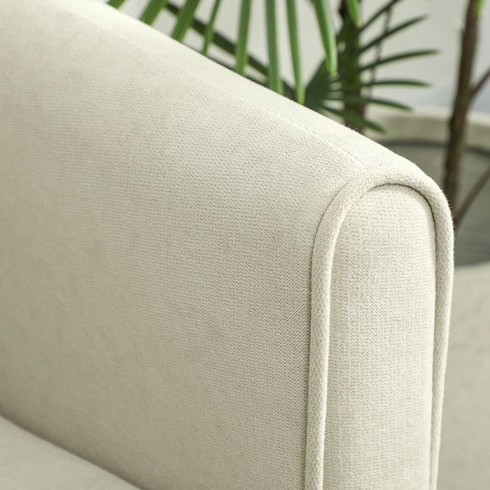 Диван HOMCOM на 2 місця з м'яким оновленням з піни та тканинною оббивкою, ідеально підходить для вітальні, спальні, з металевим каркасом, кремово-білий