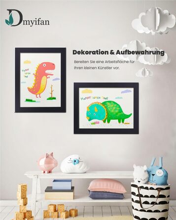 Рамки для фотографій A4, 2 шт. - Чорні, для дитячих малюнків, школи, дому, офісу