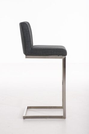 Барний стілець Paros з нержавіючої сталі, тканинне сидіння, з підлокітниками та підставкою для ніг, темно-сірий
