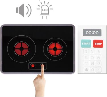 Дитяча дерев'яна кухня Mamabrum XXXL з LED-підсвічуванням та аксесуарами: мікрохвильова піч, посуд, столові прибори. Ігровий набір для дітей 3+ (кухня куткова)