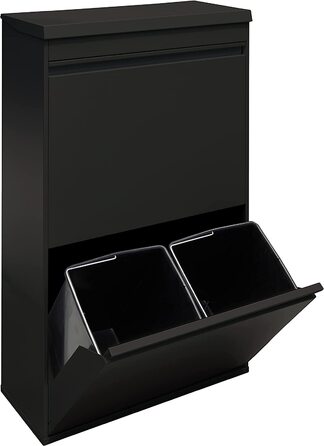 Сталевий кошик для сміття ARREGUI Top CR621-B з ящиком для зберігання з кришкою, система відділення сміття з 4 внутрішніми пластиковими знімними відрами з ручкою, 4 x 17L (68l), білого кольору (верхнє чорне)