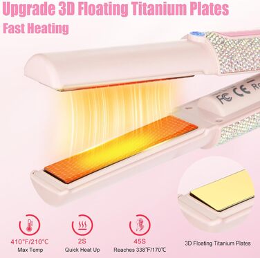 Бездротовий випрямляч для волосся Mini Glätteisen Titan з акумулятором 5000mAh, рожевий: 2-в-1 для випрямлення та завивки, портативний міні-випрямляч для подорожей з швидким нагрівом до 210°C