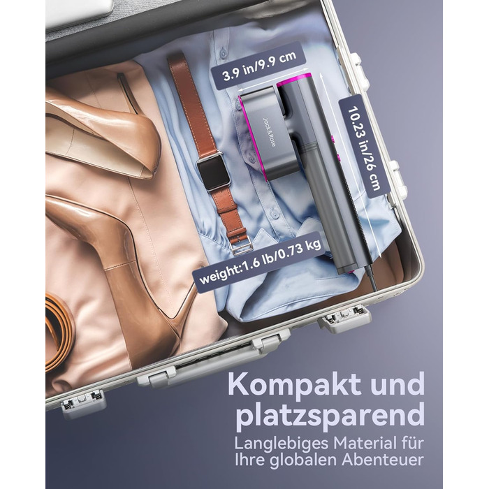 Парoгенератор для одягу Jack & Rose, 110-240V, 1000W, портативний, 2-в-1, для подорожей, сірий