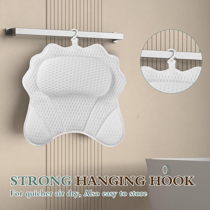 Подушка для ванни RUVINCE з ергономічною підтримкою голови, шиї, плечей та спини. 4D подушка для ванни з 6 потужними присосками, підходить для всіх ванн