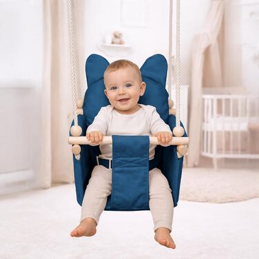 Дитяча гойдалка-колиска MAMOI з ременем безпеки, регульована висота 150-190 см, блакитна. Гойдалка для дому, міцна конструкція, м'яке сидіння, легкий монтаж