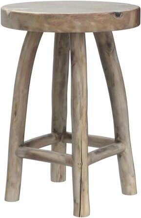 Табурет Schauer Rustic Teak круглий 30x42 см Журнальний столик Solid Shabby Vintage Табурет для рослин Підставка для квітів Сільський тик, бежевий