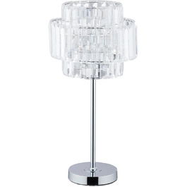 Приліжкова лампа Relaxdays Crystal, елегантна настільна лампа, вітальня та спальня, HxD 50,5x24 см, прозорий/сріблястий