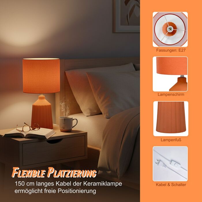 Лампа настільна Relaxdays з керамічною основою