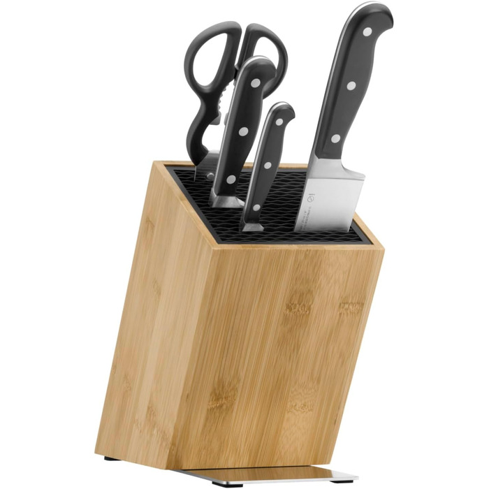Набір ножів WMF Spitzenklasse Plus з підставкою, 5 предметів, Made in Germany, з бамбуковою підставкою та кухонними ножицями