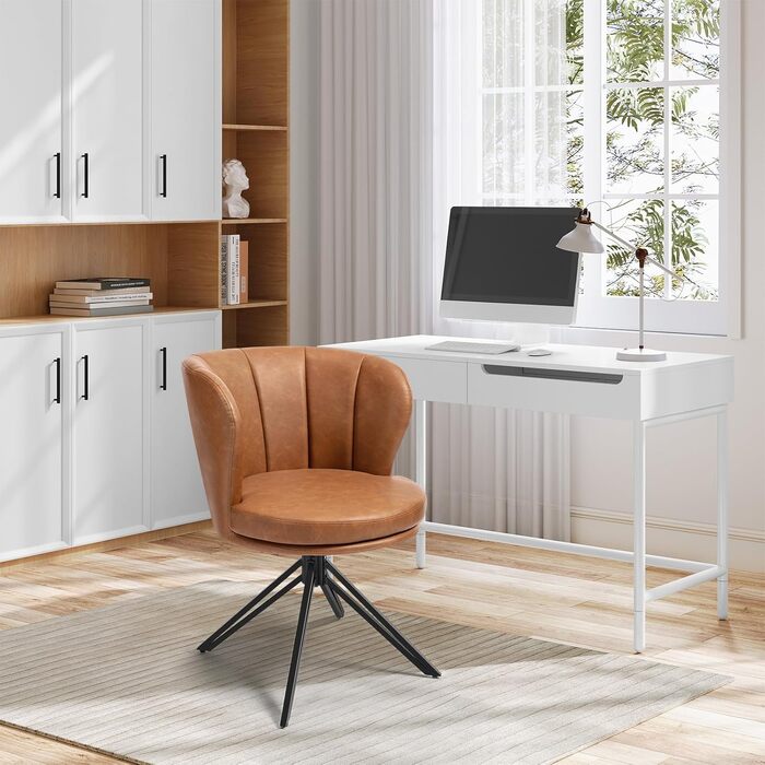 Крісла для обідньої зони WOLTU (2 шт), 360° обертання, з підлокітниками, для кухні/вітальні, ергономічні, до 150 кг, штучна шкіра (колір: коричневий)