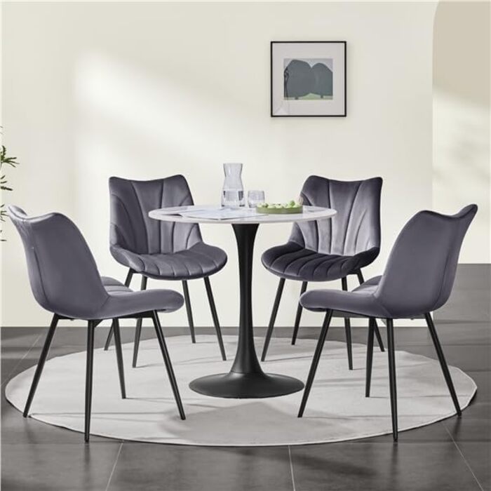 Набір обідніх стільців Yaheetech, 4 шт., з м'яким сидінням з велюру та металевими ніжками, до 150 кг, сірий