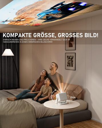 Міні проєктор Smart Beamer A-27000L: Full HD 1080P, WiFi6, Bluetooth, Netflix, 4K, Автофокус, для дому та на вулицю