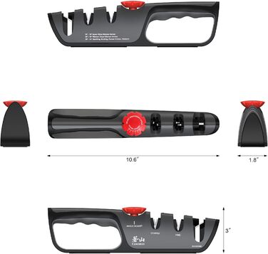 Професійний ніж Cangshan 1026108 з регулюванням 3 ступенів (14-24 градуси) + точилка для ножів, чорний