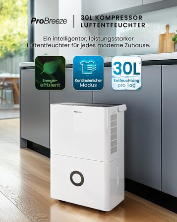 Про Бріз - Електричний осушувач повітря 30л/24г з Wi-Fi та мобільним додатком - датчик вологості, бак 4л, таймер, шланг для зливу - від вологи та плісняви