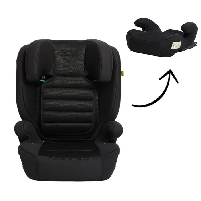 Автокрісло Novi Baby® James Premium i-Size ISOFIX для дітей 3,5-12 років, 100-150 см, регульоване, з підголівником, знімною спинкою (Чорний Go)