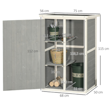 Outsunny Garden Shed Полиці для садового сараю Ялиця чорна+сіра+біла 75x56x115см