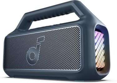 Soundcore Boom 2 - портативна Bluetooth колонка, 80W, сабвуфер, BassUp 2.0, 24h, IPX7, LED, USB-C, EQ, BT 5.3, для кемпінгу, пляжу, саду (блакитна)