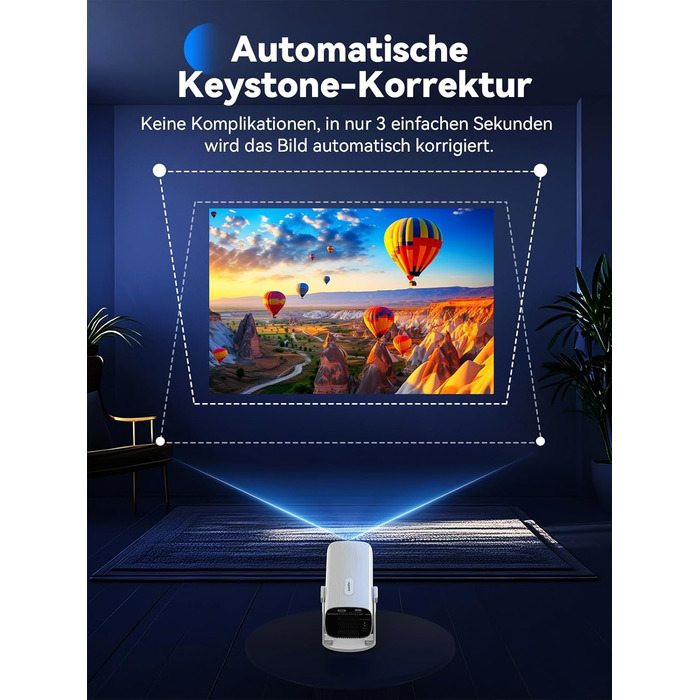 SOOMFON Mini Beamer 1080P: Портативний проєктор з Bluetooth, автотрапецеїдною корекцією та електричним фокусом. Сумісний з iPhone, Tablet, Laptop, TV Stick, HDMI, USB