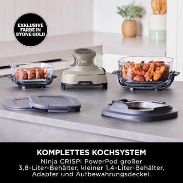 Ninja CRISPi Airfryer – фритюрниця-конвекційна піч, 3.8 л, 4-в-1, 1700 Вт, Stone Gold FN101EUSTGD