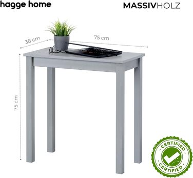 Скандинавський стіл Hagge Home: журнальний, обідній, письмовий, для офісу (75x38x75 см, білий/сірий)
