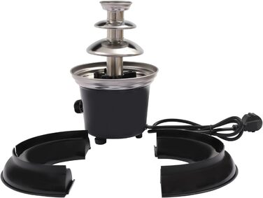 Шоколадний фонтан 3-ярусний, з нержавіючої сталі, 40W, з підсвічуванням та підсвічуванням, для свят та сімейних заходів (чорний)