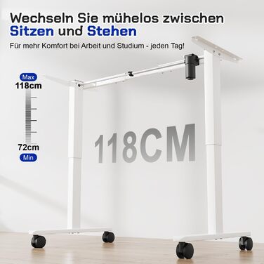 Стіл JUMMICO з регулюванням висоти: міцний каркас, 3 пам'яті, для сидіння та стояння (білий), 100 x 160 см