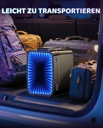 Міні-холодильник LIGIANT MF01C на 4л з підсвіткою (7 режимів), функція охолодження та підігріву, AC/DC, для авто, офісу та геймерської кімнати, чорний