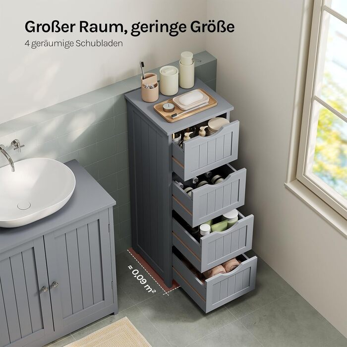 Шафка для ванної кімнати WOLTU, вузька, з 3 висувними ящиками, 32 x 30 x 81 см, для ванної, вітальні, спальні, кухні, сучасний дизайн, білий колір, BZS123ws