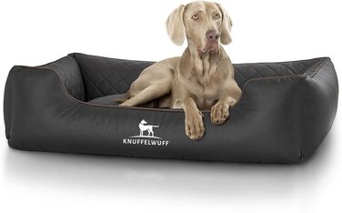 Ліжко для собак зі штучної шкіри для собак кошик для собак диван для собак подушка для собак кошик для собак миється Мілан, XL 105 x 75 см, (Д 120 x Ш 85 x В 25 см, чорний)