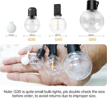 Ланцюжок прикрас для зовнішнього використання на батарейках G30, 9м, 20 LED, тепле біле світло, з пульт дистанційного керування, таймер, диммування, IP64, для саду, ялинки, балкона, бістро.