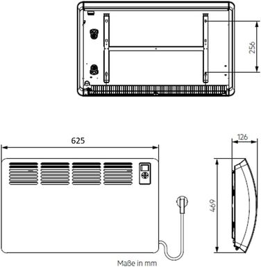 Настінний конвектор AEG WKL 755, енергозберігаючий електричний обігрівач, протестований TV 750 Вт, LCD дисплей, тижневий таймер, 236532, білий (приблизно на 20 м, алюмінієва передня панель і таймер на 120 хвилин)