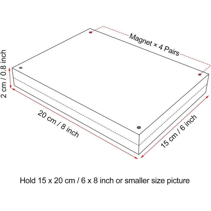 Рамка для фотографій Boxall 10 x 15 см(4 x 6 дюймів) - набір з 3 предметів, акрилова магнітна фоторамка, двостороння рамка без рамки, прозора, для робочого столу (15 x 20 см)