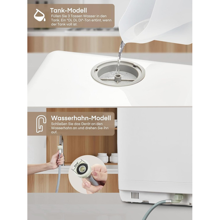 Посудомийна машина Fohere компактна 5л з таймером відкладеного старту (6 годин), 6 програм, для кухні, кемпінгу, автодому