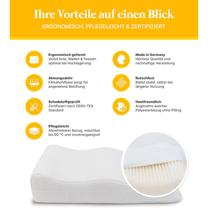 Підніжка для ніг Medicline Venenkissen – ергономічна, для кращого кровообігу, дихаюча, для алергіків, сертифікат Oeko-TEX®, Made in Germany