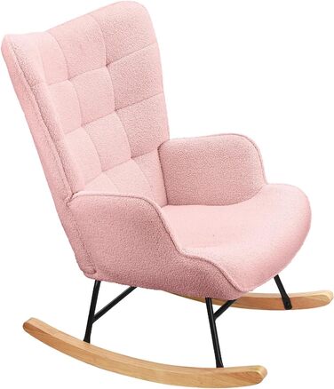 Крісло-гойдалка Liuyoyo з високою спинкою, комфортне крісло з м'яким сидінням, для спальні, офісу, читання, сучасний дизайн (Рожевий)