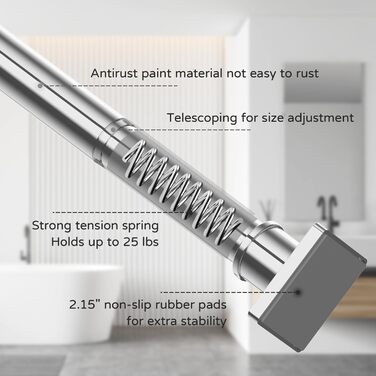 Штанга для душу ENE, 79-200 см, нековзна, натяжна фіксація без свердління, регульована, з нержавіючої сталі
