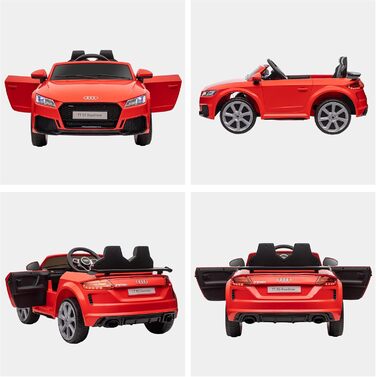 Дитячий електромобіль HOMCOM 12V, з пультом, музикою, USB/MP3, LED, для дітей 3-5 років, червоний