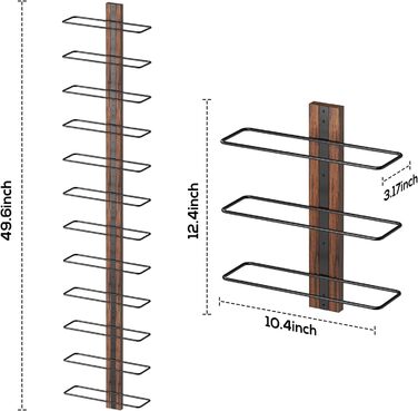 Настінна вітрина для вина B4Life на 12 пляшок, метал та дерево, чорний колір, для кухні, їдальні, бару