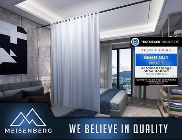 Телескопічна штора-карниз розсувна 260-310 см, матовий чорний, Ø 32 мм, багатофункціональна напружна штанга без свердління для гардин, ванної кімнати та балкона