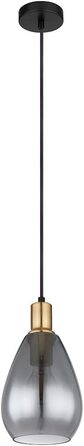 Підвісний світильник Globo Підвісний світильник з димчастого скла Їдальня 1 полум'я Чорний стельовий світильник підвісний, металева латунь, цоколі E27, DxH 15x120 см