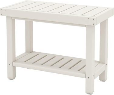 Двомісна лавка для душу Costway з полицею, 150 кг, водонепроникна, коричнево-біла (61x31x49 см)