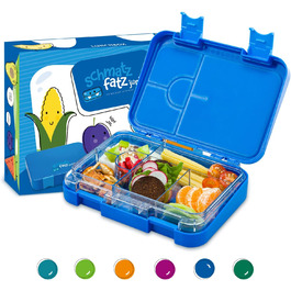Коробка для сніданку SCHMATZFATZ Junior для дітей з відділеннями / коробка для сніданку без бісфенолу А для дітей / коробка для Бенто для дітей / коробка для хліба коробка для закусок / ідеально підходить для школи, дитячого садка і подорожей (синій)
