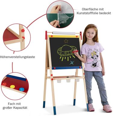 Мольберт для дітей GOPLUS, двосторонній набір для малювання з дошками для крейди та маркерів, регульований стійка, фарби, крейда, ластик, магнітні наклейки