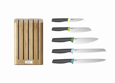 Ножі з бамбуковою підставкою Joseph Joseph Elevate 5 шт різнокольорові (10300)
